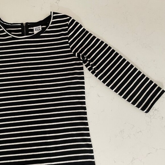 Vero Moda VMSKY 3/4 Sleeve Striped Poly Cotton Short Dress NOOS Blk + Wht Sz S - Picture 2 of 10